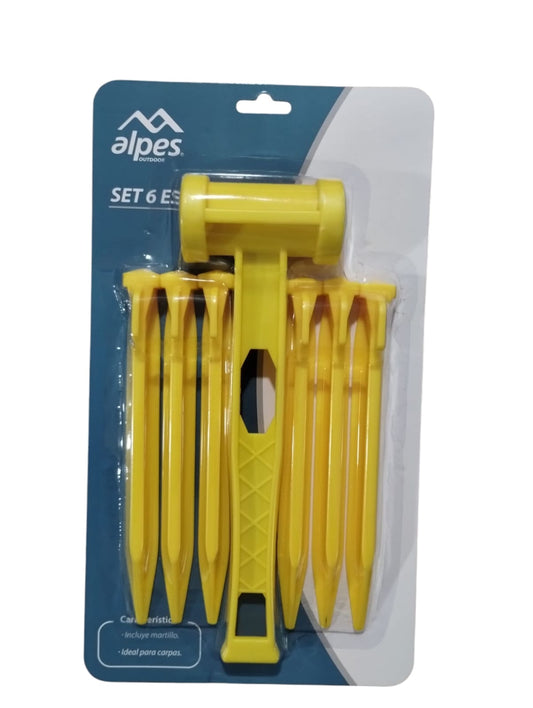 Set de 6 Estacas con Martillo